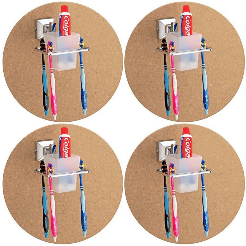Plantex Crosslink Stainless Steel 304 Grade Squaro Tooth Brush Holder/Tumbler Holder/Bathroom Accessories(Chrome - Pack of 4) Stainless Steel Toothbrush Holder  (Silver, Wall Mount)