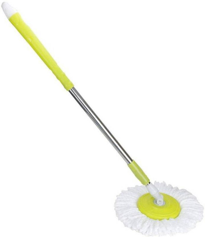 silvy Spin 360 Degree Mop Full Stick Head Stainless Steel Rod with 1 Refill Mop Rod Mop Head and Rod  (Green)