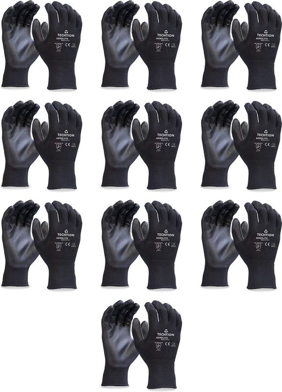 Techtion Black Pack of 10 Pairs Wet and Dry Glove Set  (Small Pack of 20)