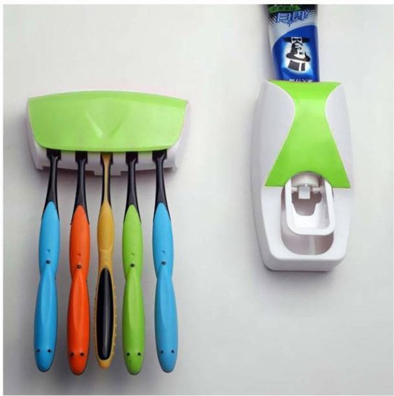 SarjuZone Plastic Toothbrush Holder  (Green, Wall Mount)