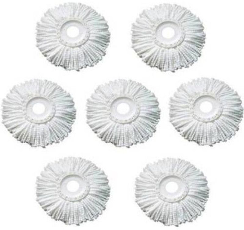MENHI CARE (Pack of 7-Pcs)-Spin Mop Strong Water Absorption Microfiber Mop Heads Refill Refill  (White)