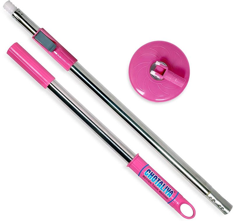 CHOTALIYA DH-555 Stainless Steel and Plastic Mop Handle with Disk Mop Head and Rod  (Pink)