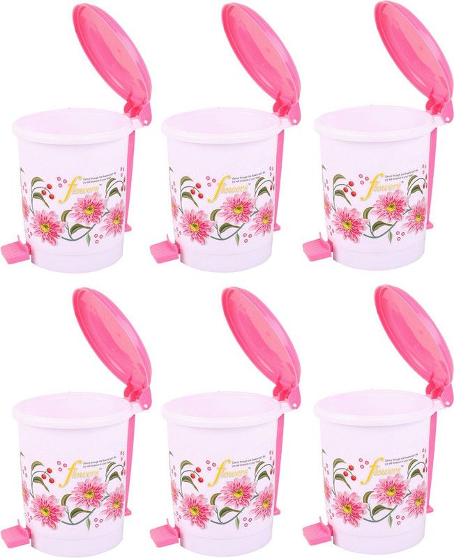 KUBER INDUSTRIES Virgin Plastic Dustbin/Garbage Bin (Pink) Set of 6 Pcs Plastic Dustbin  (Pink, Pack of 6)