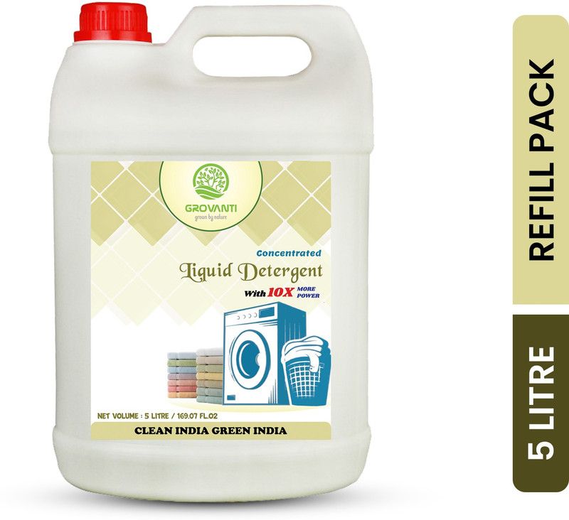 GROVANTI ORGANIC Suitable For Top & Front Load Liquid For Washing Machine Classic Liquid Detergent  (5 L)