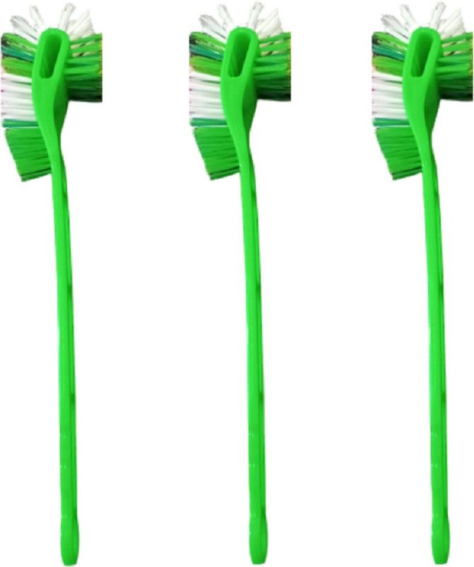 Muskan Plastic Green Toilet Brush (Pack of 3) with Holder  (Green)