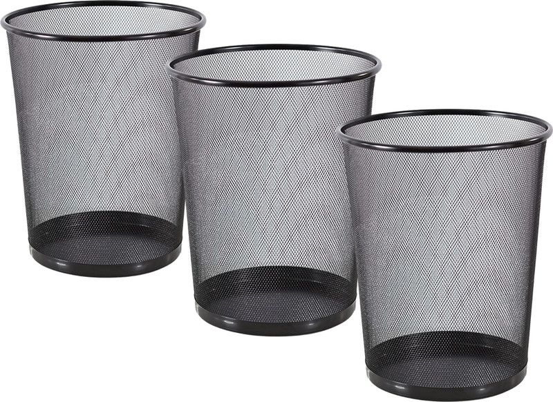 Goodwill Tech Metal Mesh Dustbin for Office, School, Bedroom, Kids Room, Home Purpose Iron Dustbin  (Black, Pack of 3)