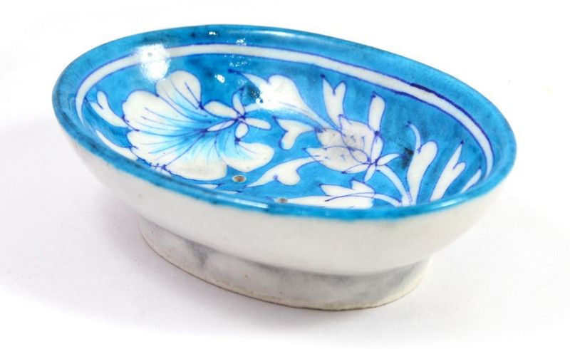 INDIA MEETS INDIA Ceramic Soap Dish Holders Handicraft by Awarded Indian Artisan Ceramic Bathroom Set  (Pack of 1)