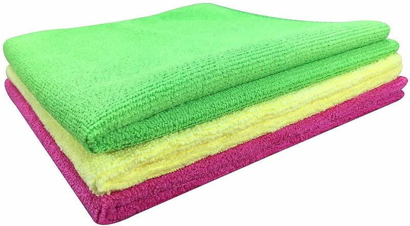 Giffy ™ 340 GSM Microfiber Ultra Fast Drying, Car Dusting and Cleaning Towel Size Wet and Dry Microfiber Cleaning Cloth  (3 Units)