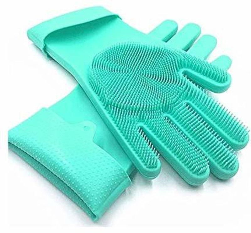 Pyzel Silicone Dish Washing Gloves, Silicon Cleaning Gloves Wet and Dry Glove Wet and Dry Glove  (Free Size)