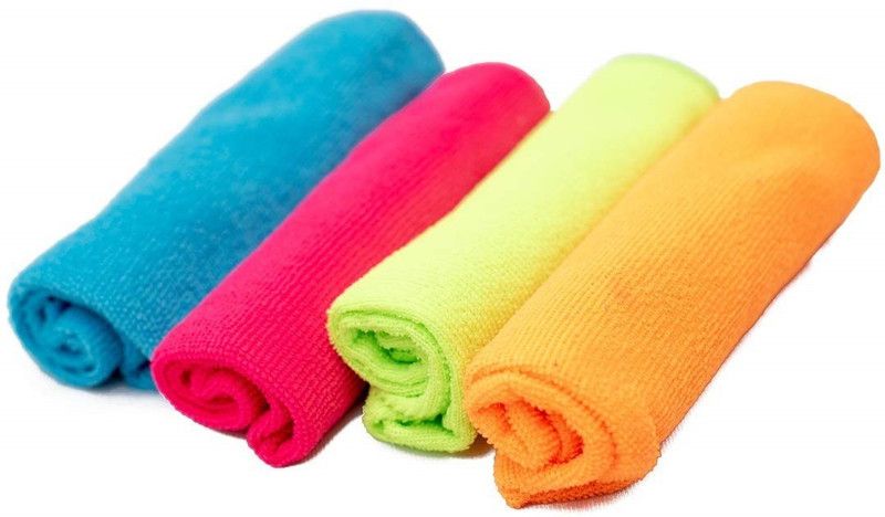 KitchenFest 4 Pcs Microfiber Cleaning Cloth for Car, Kitchen, Bike, Laptop, LED TV, Mirrors and Furniture (40x40 cm) Wet and Dry Microfibre Cleaning Cloth  (4 Units)