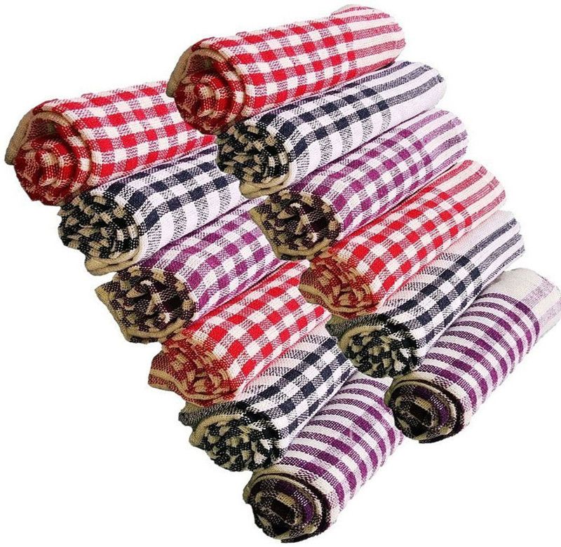DEHATI STORE Kitchen Napkins, Duster, Cleaning Cloth Soft and Multicolor Multipurpose Kitchen Roti Napkin, Table Wiper Set of 12 Pcs (18 x 18 in) Wet and Dry Cotton Cleaning Cloth  (12 Units)
