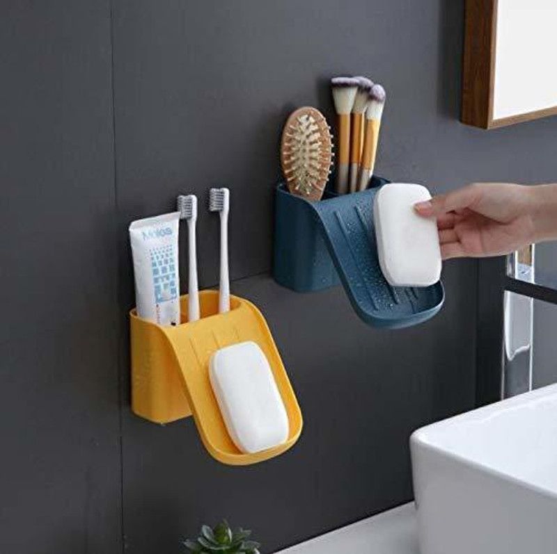 RedHooS 2 in 1 Bathroom Organizer for Soap Adhesive Sticker (Multicolor) 1 pc  (Multicolor)