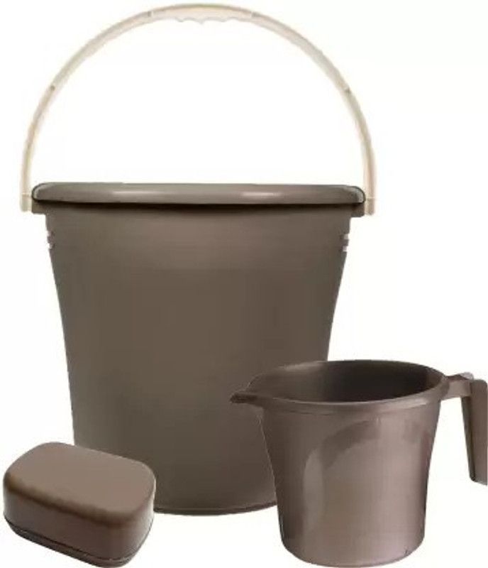 YASHODEEP PLASTIC New Standard Quality Plastic Frosty Bucket (25 L) & Mug (1.5 L) & Soap Case - 25 L Plastic Bucket  (Brown)