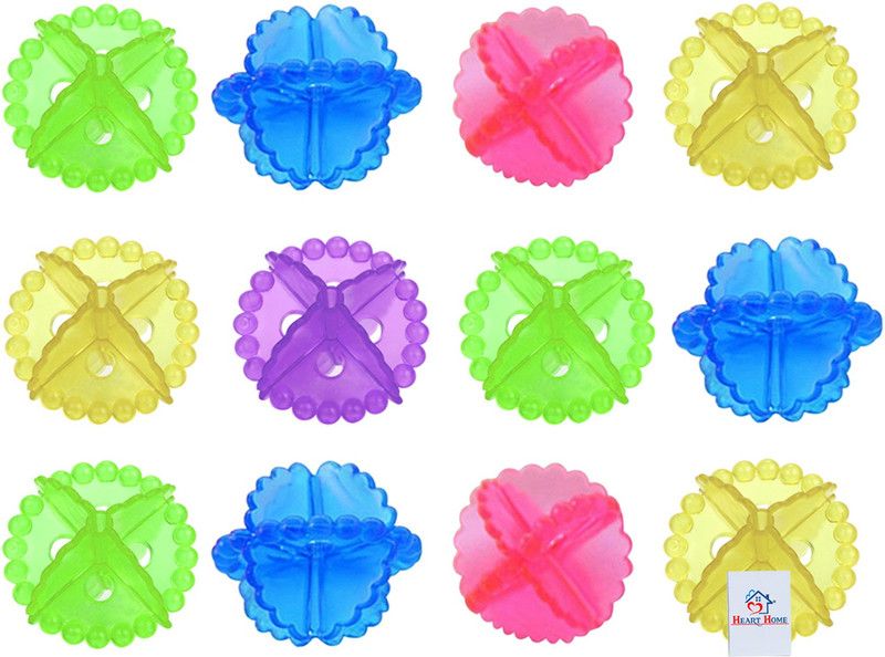 Heart Home Transparent Silicone Washing Machine Ball Laundry Dryer Ball Durable Cloth Cleaning Ball (Set Of 12,Multi)-HHOME3334 Detergent Bar  (60 g, Pack of 12)