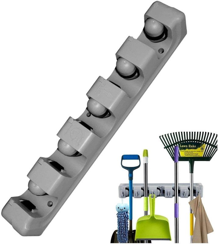 TGOPIT Grey Plastic Broom Holder  (1 Holders)