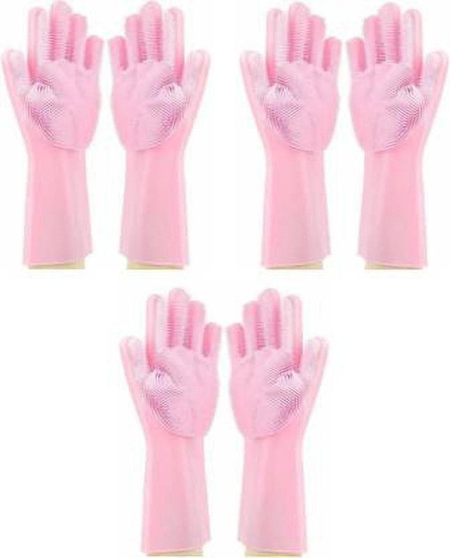 JoyIsland Magic Silicone Dish Washing Gloves, Silicon Cleaning Gloves Wet and Dry Glove Set Wet and Dry Glove Set Wet and Dry Glove Set  (Free Size Pack of 3)