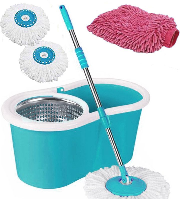 V-MOP Classic Magic Dry Bucket Spin Clean Mop- 360 Degree Self Dry Spin Cleaning for Home and Offices-CS15 Mop, Cleaning Wipe, Bucket, Mop Refill, Mop Set, Mop Refill, Glove