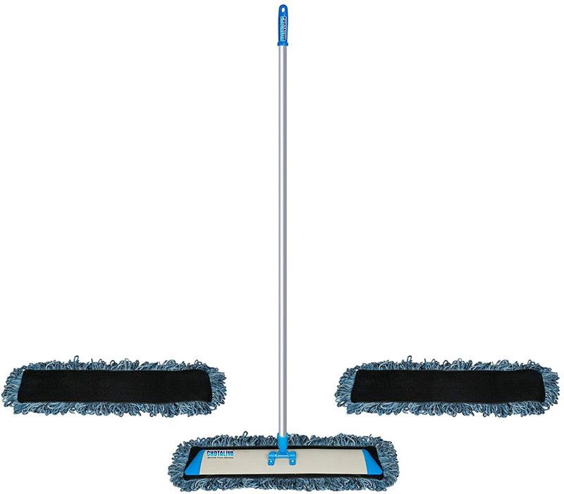 CHOTALIYA Microfiber Dry Mop Set 18 inch (With 3 REFFILE) Wet & Dry Mop  (Grey, Blue)
