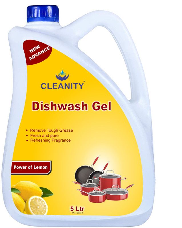 cleanity Dishwash Gel for All Utensils Fast Cleansing & Antimicrobial action Dish Cleaning Gel  (lemon, 5 L)