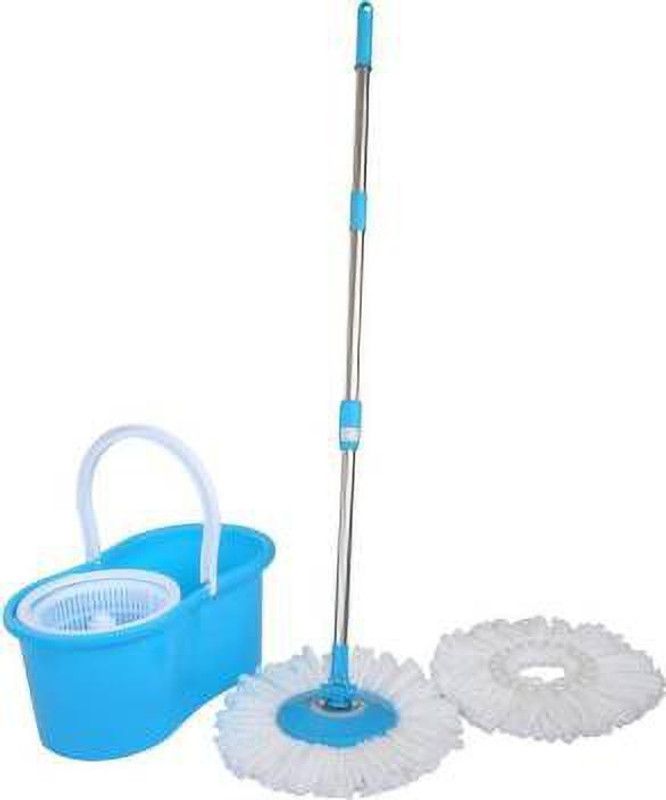 GTE Magic Dry Bucket Mop-360 Degree Steel Spinner With 2 Super Absorbers-V4 Mop Set Mop Set