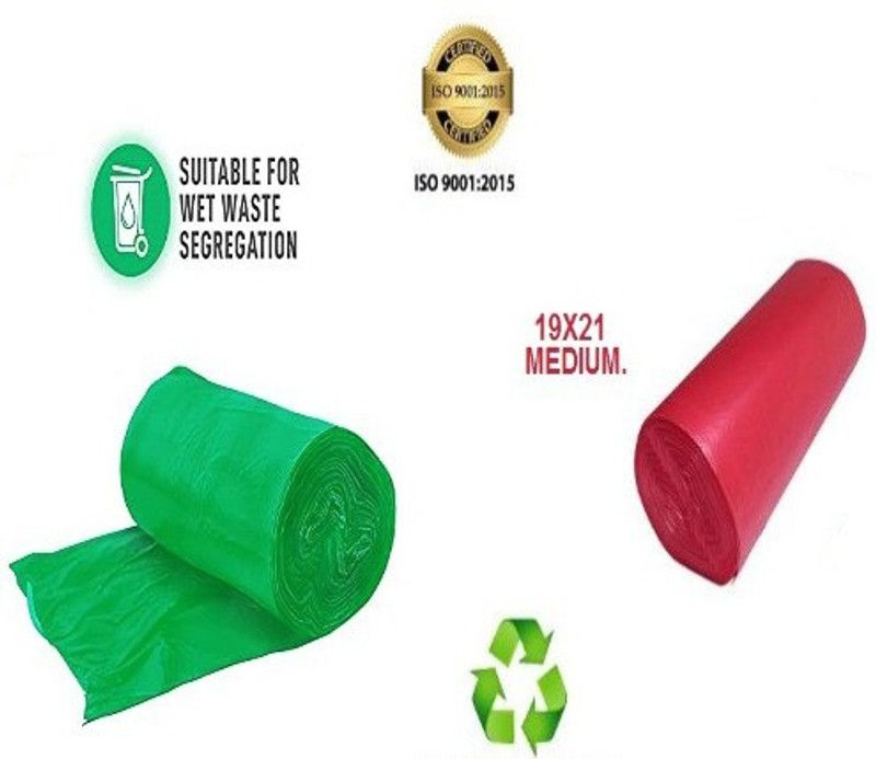ASCREATION BIODEGRADABLE DUSTBIN COVER PACK OF(1 GREEN+1 RED = 2 ROLL)MEDIUM(30X2=60 BAG) Medium 12 L Garbage Bag  (60Bag )
