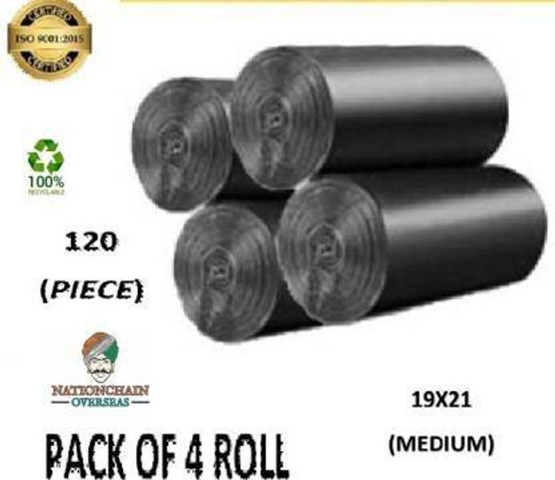 MJ Exim DUSTBIN BAG ROLL SIZE-19*21 Medium 30 L Garbage Bag  (120Bag )