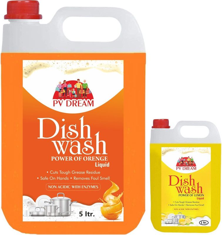 PVDREAM 5 ltr orange1 ltr yellow liquid dish wash gel Dish Cleaning Gel (6L) Dish Cleaning Gel  (orange, 2 x 3 L)