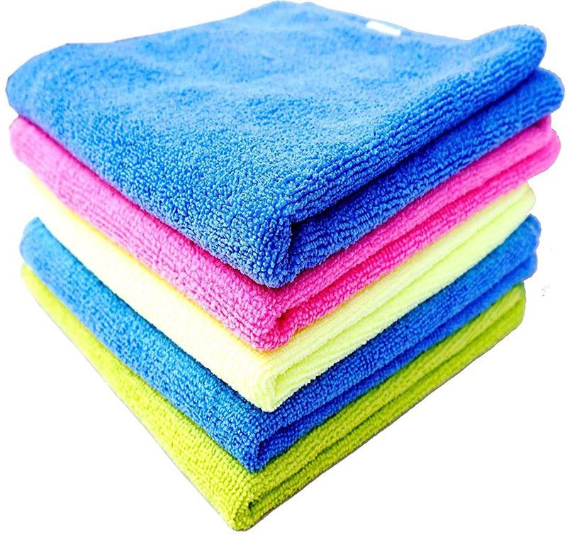 Giffy Microfiber Cleaning Cloth for Car, Kitchen, Bike, Laptop, LED TV, Mirrors and Furniture Wet and Dry Microfiber Cleaning Cloth  (5 Units)