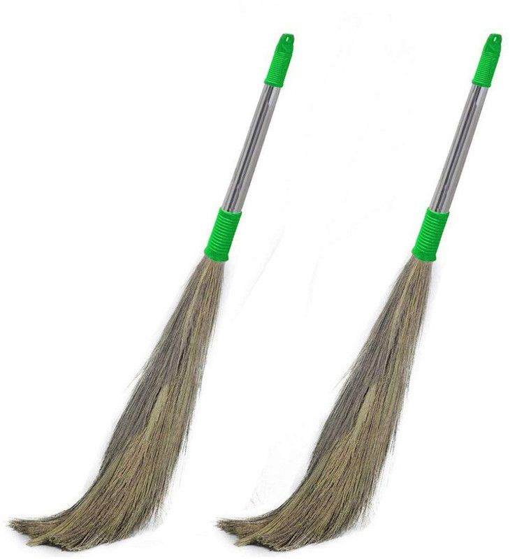 Ortel Fiber Wet and Dry Broom  (Green, Steel, 2 Units)
