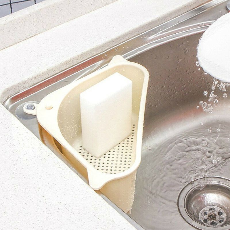Flipkitchen Sink Basket, Triangular Multifunctional Drain Shelf Sink Storage Rack Kitchen Sucker Storage Holder Bathroom Support Corner Hanging Shelf Soap Box Organizer. Sink Sponge Holder Sink Sponge Holder  (Plastic)