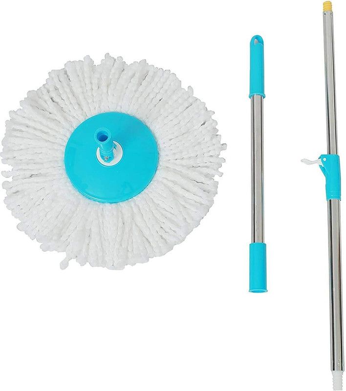 indvik 360 Degree Rotating Pole Mop Rod Stick Stainless Steel with 2 Microfiber Refill Mop Refill