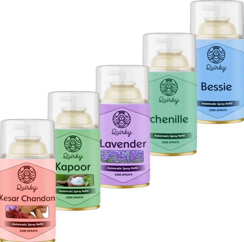 Quirky Kesar Chandan, Kapoor, Lavender, Chenille, Bessie Automatic Spray  (5 x 300 ml)