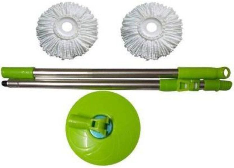 KITCHEN INDIA Mop 360 Degree Rotating Mop stick , Mop Rod With 2 Refill Strip Mop Mop Head and Rod  (Green)