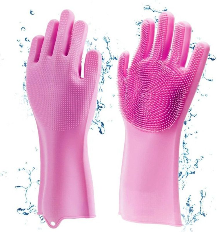 kukmak BEST BUY Dish Washing Cleaning Sponge Gloves Wet and Dry Glove Wet and Dry Glove  (Free Size)