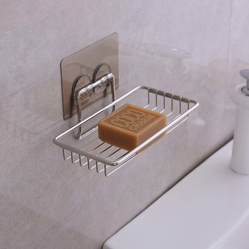 Onshoppy Magic Sticker Series Self Adhesive Stainless Steel Soap Holder  (Silver)