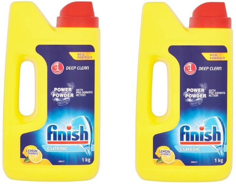 Finish Classic Deep Clean Power Powder Lemon Sparkle Pack Of 2 Dishwashing Detergent  (2 kg)