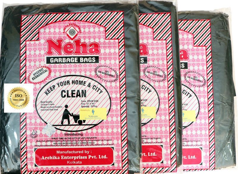 Neha 100% oxo-biodegradable Eco-friendly Garbage Bags JUMBO size(32 Inches X 40 Inches) -2 PACKS(48 Bags) Jumbo 210 L Garbage Bag  (48Bag )