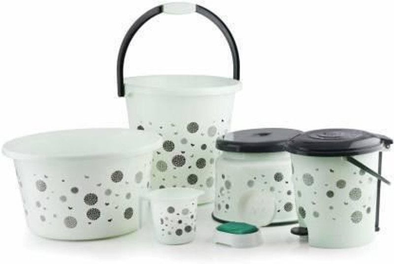JAY MAHADEV Bathroom Set Combo With 20L Bucket and Accessories Multicolour Plastic 20 L Plastic Bucket  (White)