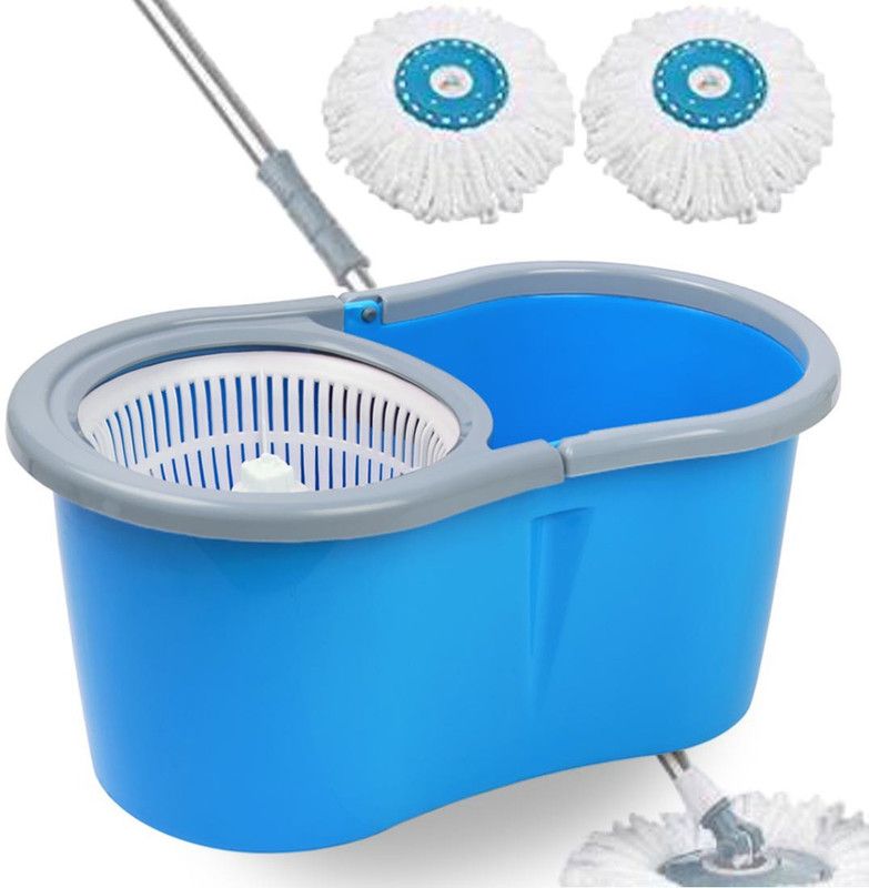 V-MOP Premium Quality Bucket Spin Mop - Dry & Wet Magic Cleaning Floor Mop with 2 Microfibers (( 6 Months Warranty on Rod )) Wet & Dry Mop  (Multicolor)