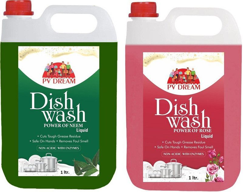 PVDREAM 1 ltr green1 ltr pink liquid dish wash gel Dish Cleaning Gel (2L) Dish Cleaning Gel  (lemon, 2 x 1 L)