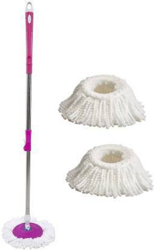 Ruhi Collection MOP STICK WITH 2 REFILLS Cleaning Wipe Head and Refill  (Multicolor)