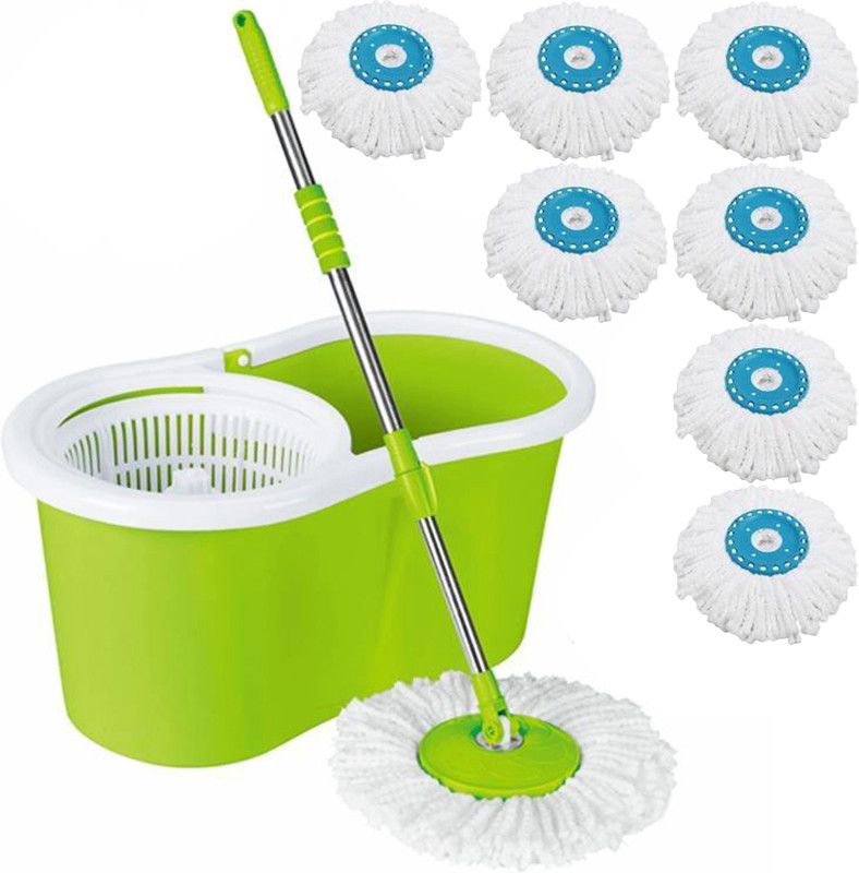V-MOP Classic Magic Dry Buing With cket Mop - 360 Degree Self Spin Wring Mop Set, Duster, Bucket, Mop, Cleaning Wipe