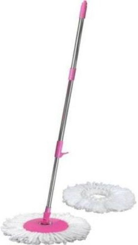 MOBONE Universal Magic Mop 360 Degree Rotating Mop stick , Mop Rod Mop Head and Rod  (Pink)