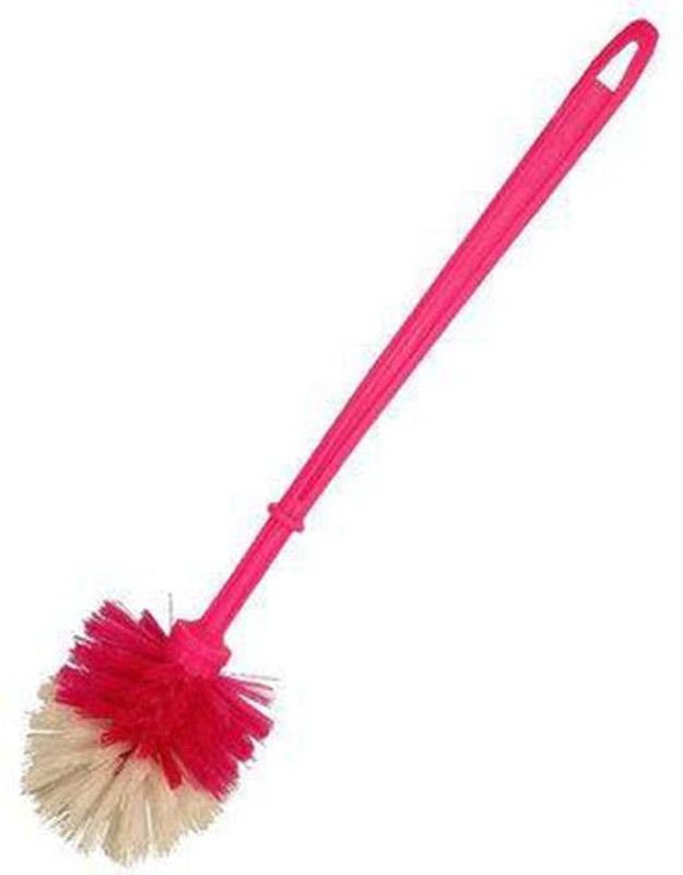 ShoppyCharms Plastic Bathroom Cleaner Round Hockey Stick Shape Toilet Brush (Multicolor) with Holder  (Multicolor)