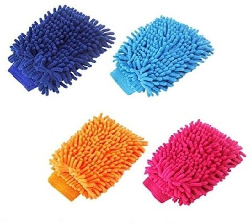 TIAARA COLLECTIONS microfibre hand gloves set for cleaning Wet and Dry Glove Set  (Free Size Pack of 4)