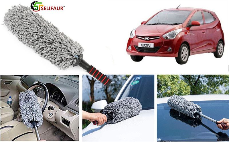 Selifaur Ultra Soft Microfiber Brush, Interior and Exterior Multipurpose Car Cleaning Duster,Lint Free- Grey Smooth Cleaner for Car Office Home Use with Storage Bag Eon Dry Duster