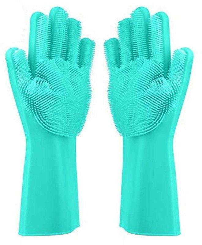Wallcart Silicone Dishwashing Gloves Wet and Dry Glove  (Free Size)