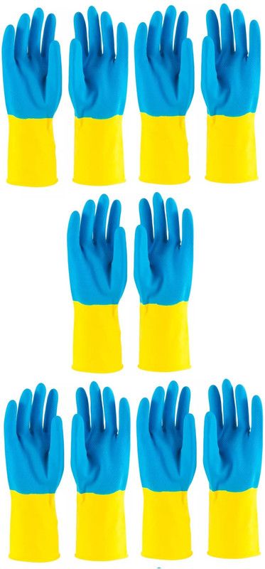HM EVOTEK Washable Reusable Dish Washing Bathroom Toilet Pet All Types Hand Safe Wet and Dry Disposable Glove Set  (Large Pack of 10)