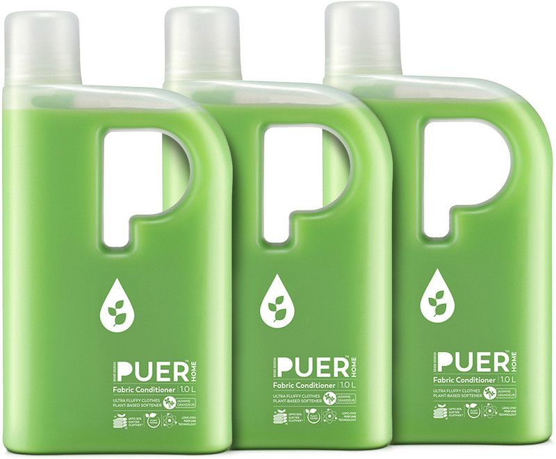 Brand Nourish's Puer Fabric Conditioner | Long Lasting | 30% Extra Softness - Jasmine Grandeur  (3 x 1 L)
