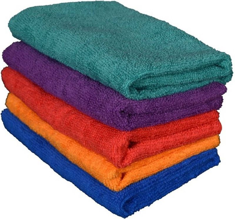 Sheen Multicolour,40cmx40cm,350GSM Dry Cotton Cleaning Cloth  (5 Units)